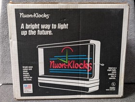 VINTAGE NUON KLOCKS RETRO NEON CLOCK (1988) BLACKLIGHT - WITH ORIGINAL BOX