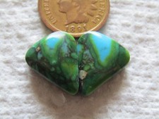 2 Blue Green Turquoise Cabs 12 carats Matching set Cabochons