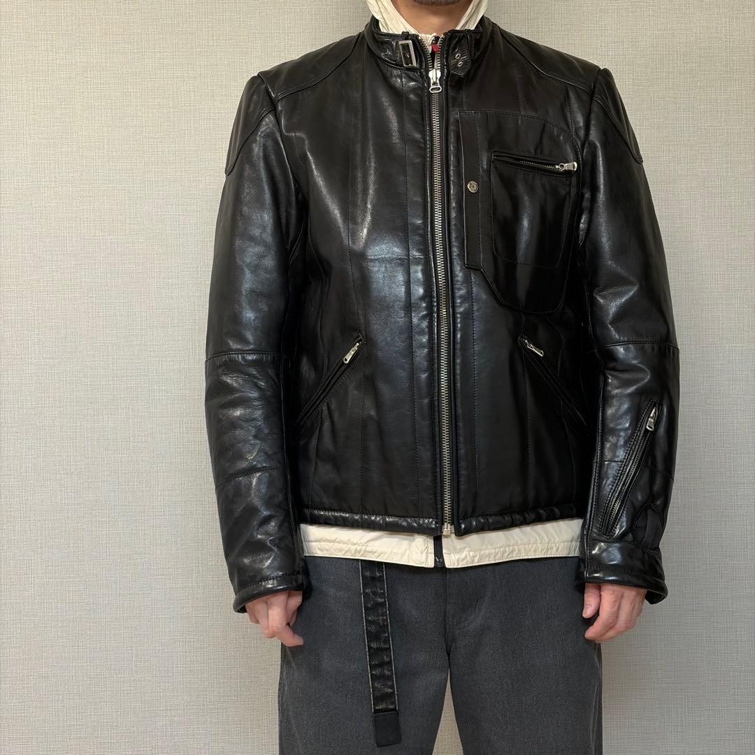 CP Company Leather Jacket Black D Pocket Vintage Size 50 Used thumbnail 8