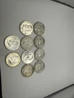 Silver 90% Lot Of 10 Franklin & Kennedy Half Dollars.  $5 Face Value