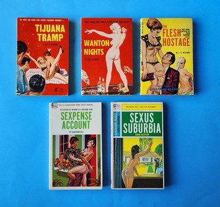 5 Book Lot (B) of Greenleaf Classics 60's Vintage Sleaze Pulp Erotica GGA PBO