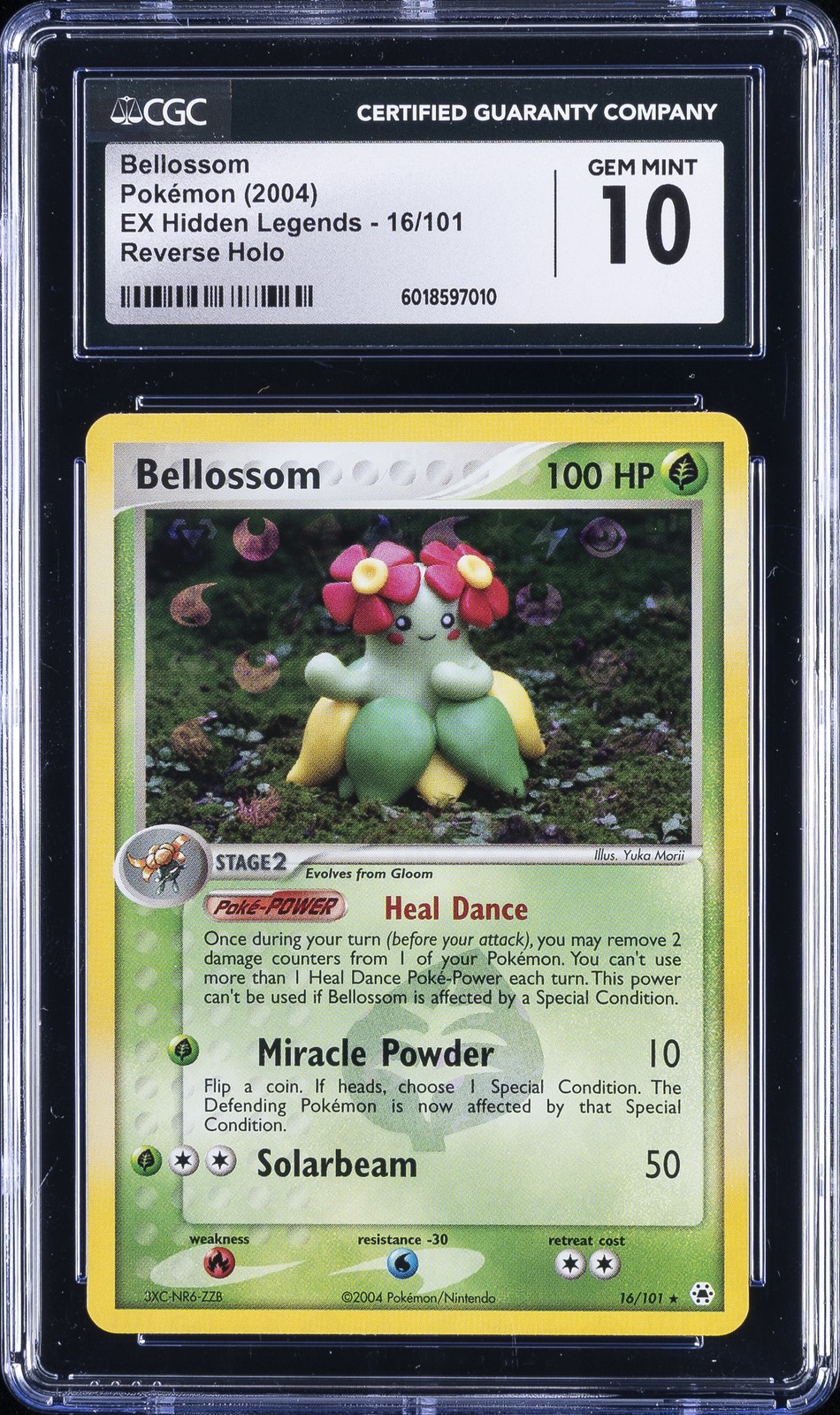 2004 POKEMON EX HIDDEN LEGENDS, REVERSE HOLO #16/101 BELLOSSOM CGC 10 GEM MINT