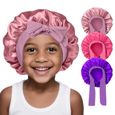 3 Pcs Kids Silk Bonnet for Sleeping-Baby Kids Satin Hair Bonnet for Curly Hair G