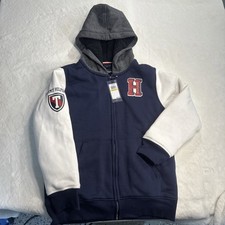 TOMMY HILFIGER BOYS KIDS' RAGLAN HOODIE NAVY BLAZER ZIP UP HOODIE SZ M 10/12 New