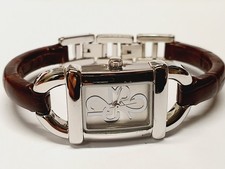 Damenuhr Edelstahl silberfarben Lederband Quarzwerk +63