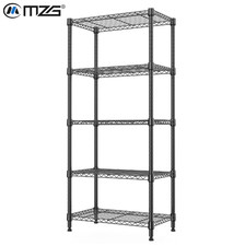 5 verstellbare, robuste Aufbewahrungsregale aus Stahl, Drahtgestell, schwarz