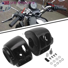 Black Handlebar Switch Housing Hand Control Kit For Harley Touring Softail FXR