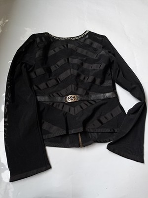 gucci seidenbluse 90s Vintage Archive 1996 Rare UK 6 Leather Silver Italy Authentic