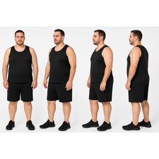 Tommie Copper Black Sleeveless Tank Shorts Mens Sporty Activewear Set 3XL
