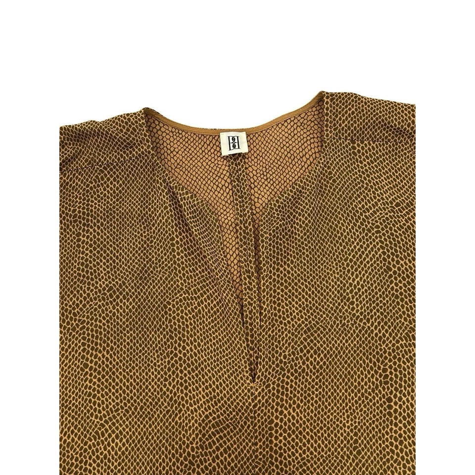 Vestido By Malene Birger Cerese Talla 4 EU 34 Marrón Serpiente Jacquard Manga Abertura Foto 3 de 4