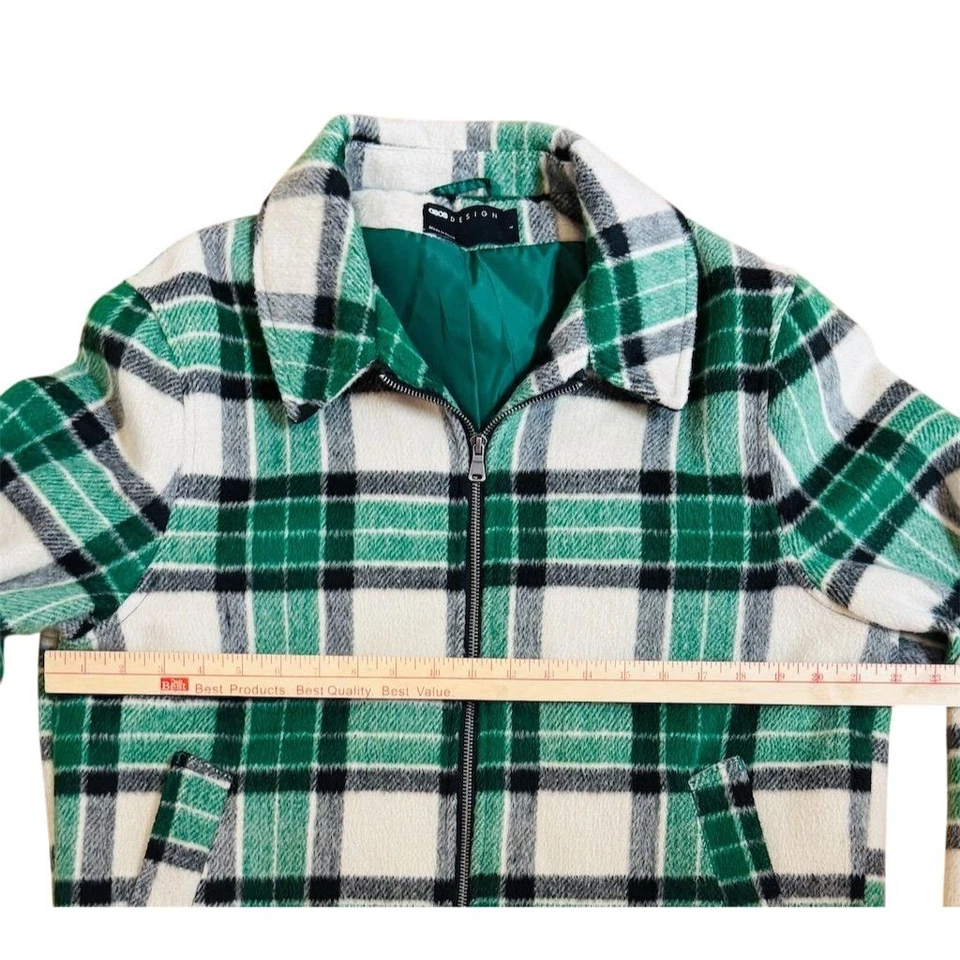 ASOS DESIGN Men Green Plaid Harrington Jacket L Casual Fall cabincore lumberjack - Image 4 of 4