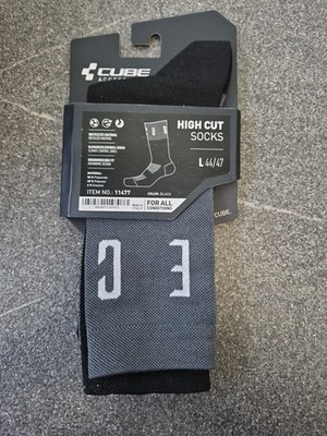 1x Cube Sportsocken High Cut Grau/Schwarz Größe 44 - 47 - für Mountainbiker