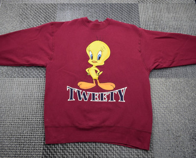 Vintage Looney Tunes tiefroter Tweetie Pie Pullover Erwachsene - L Warner Bros 1997