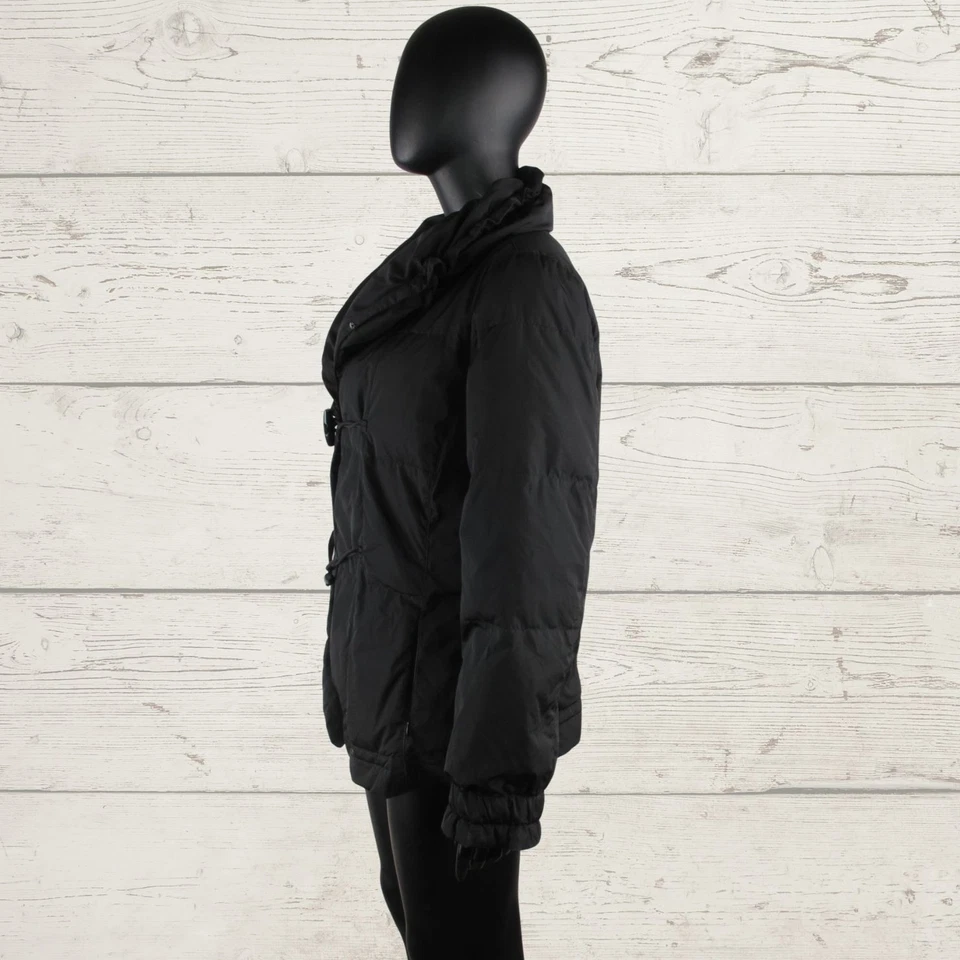 MARELLA SPORT Women's Black Down Jacket Designer Boho DUFFLE Coat UK 16 D 42 - Image 4 of 4