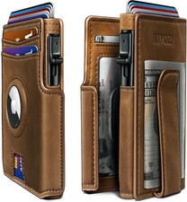 Airtag Wallet for Men,with Money Clip 10 Cards Metal Case Smart Slim Pop Up C...
