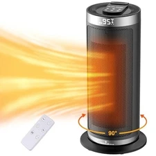 Portable Electric Space Heater 1500W Remote Control 90° Oscillation Timer 4 Mode