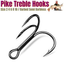 Treble Hooks  Extra Strong for Pike & Zander &ndash; Sizes 2, 4, 6, 8, 10 - UK POST