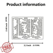 Windows Word Excel Keyboard Shortcut Sticker PC Laptop Cheat Sheet