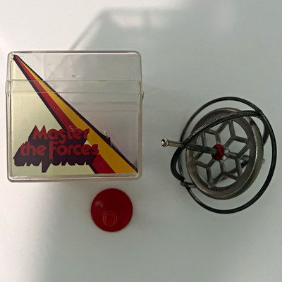 Vintage Master the Forces Gyroscope Spinning Top w/ Case & Red Stand (1970)