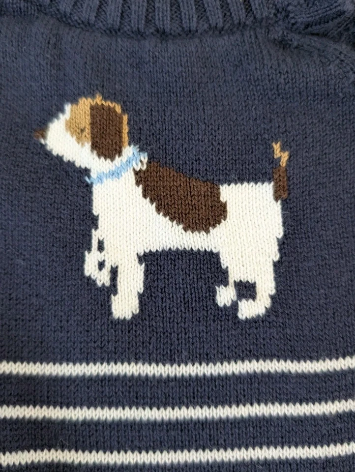 Macacão Janie and Jack bebê malha listra cachorro peça única 6 a 12 meses - Imagem 3 de 4