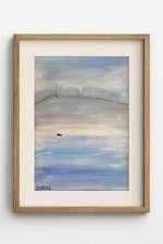 9x12 Original Acrylic Seascape Minimalist Ocean Art Sailboat Painting