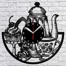 Tea Party Vinyl Record Wall Clock Fan Art Home Decor 12" 30cm 1609
