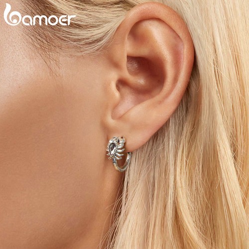 VOROCO Elegante S925 Plata Vintage Aro Escorpión Pendientes Joyería Moda Mujeres - Imagen 1 de 15