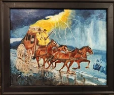 Original Western Oil Painting "Makin' the Best of the Day" by Marc Bitler