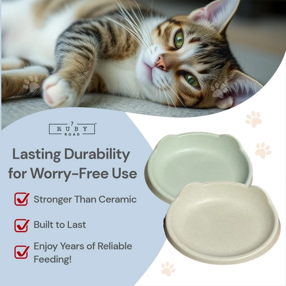 Cuenco antibigotes fatiga gato, juego de 2 - cuencos anchos de comida para gatos, húmedo y seco Foto 2 de 4
