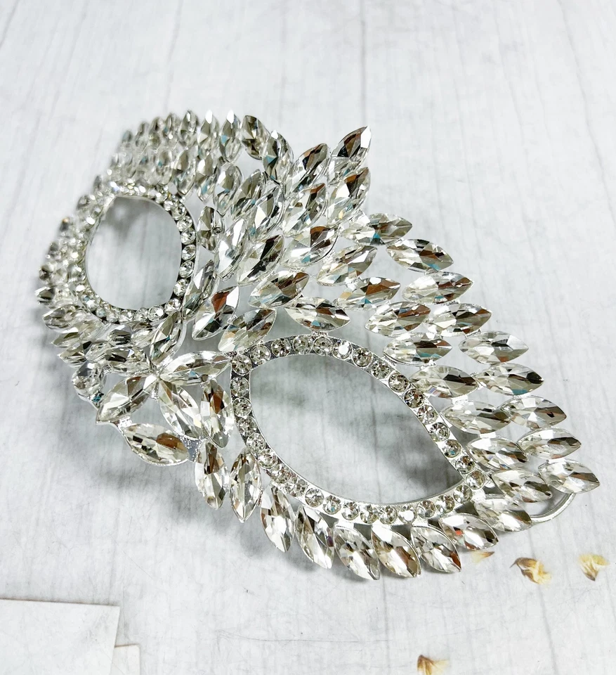 Silver masquerade mask, Clear Crystal Mask, Masquerade ball mask, Party Mask - Image 2 of 4