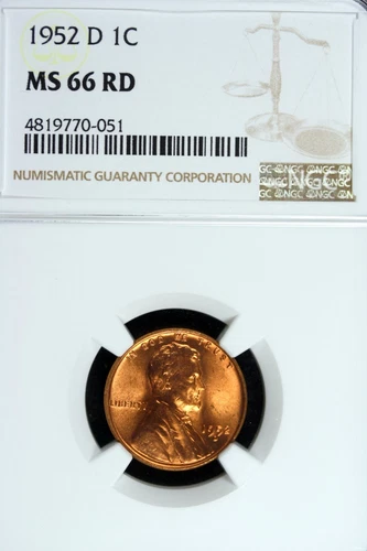1952 - D NGC MS66RD Lincoln Wheat Cent!!  #B49559