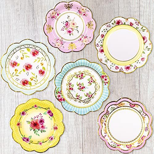 24 Pack Vintage Floral Paper Plates Disposable Tableware for Party Wedding - Picture 5 of 7