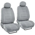4 Pc Light Gray Seat Covers Low Back Front Pair Premium Cloth Material Encore