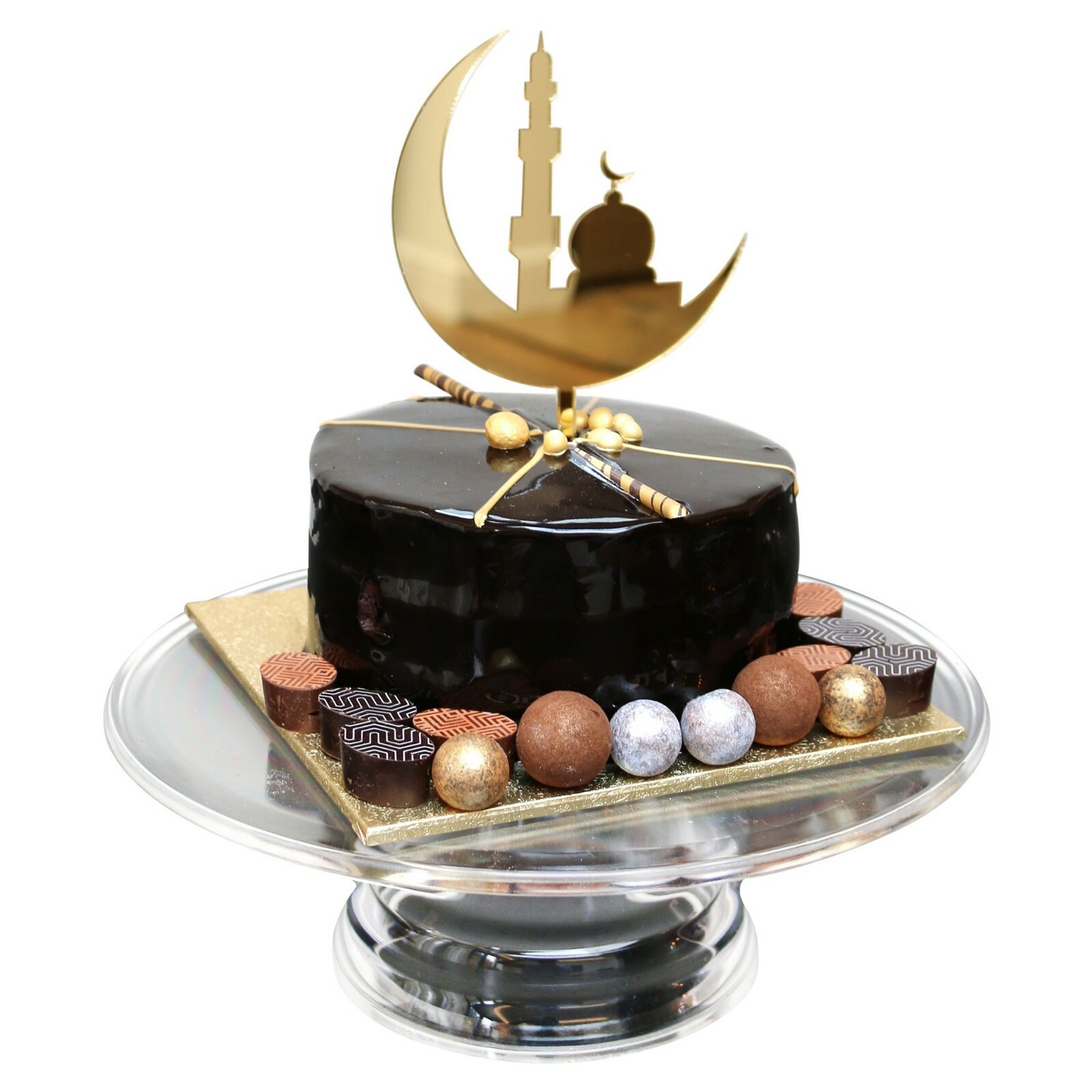 Eid Mubarak Islam Ramadan Iftar Gift Cake Topper Decoration Gold Moon