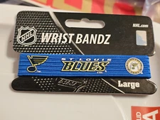 ST LOUIS BLUES NHL HOCKEY WRIST BAND BANZ OFFICIALLY LICENSED SIZE LARGE