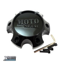 Tapa central de rueda de metal negro brillante para moto con letras grises T127L145-6-H42-S1G