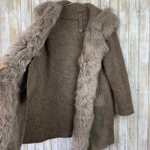 Gimo's Womens Shearling Fur Toscana Knit Jacket Gray L Large 5N530 ITALY $1599 - Picture 9 of 11