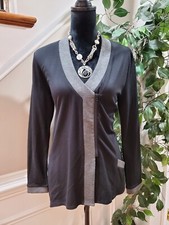 Lynn Ritchie Silver Women's Black Rayon Long Sleeve Zip Front Casual Jacket L