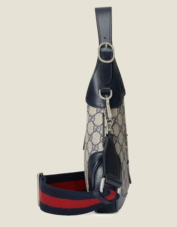 Gucci Jackie 1961 GG Small Shoulder Bag Beige and Blue New Gucci Jackie 1961 GG Small Shoulder Bag Beige and Blue New