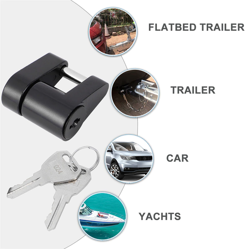 Trailer Hitch Coupler Lock Dia 1/4" Span 3/4" For Tow Boat RV Truck Car + 2 Keys - Picture 7 of 14