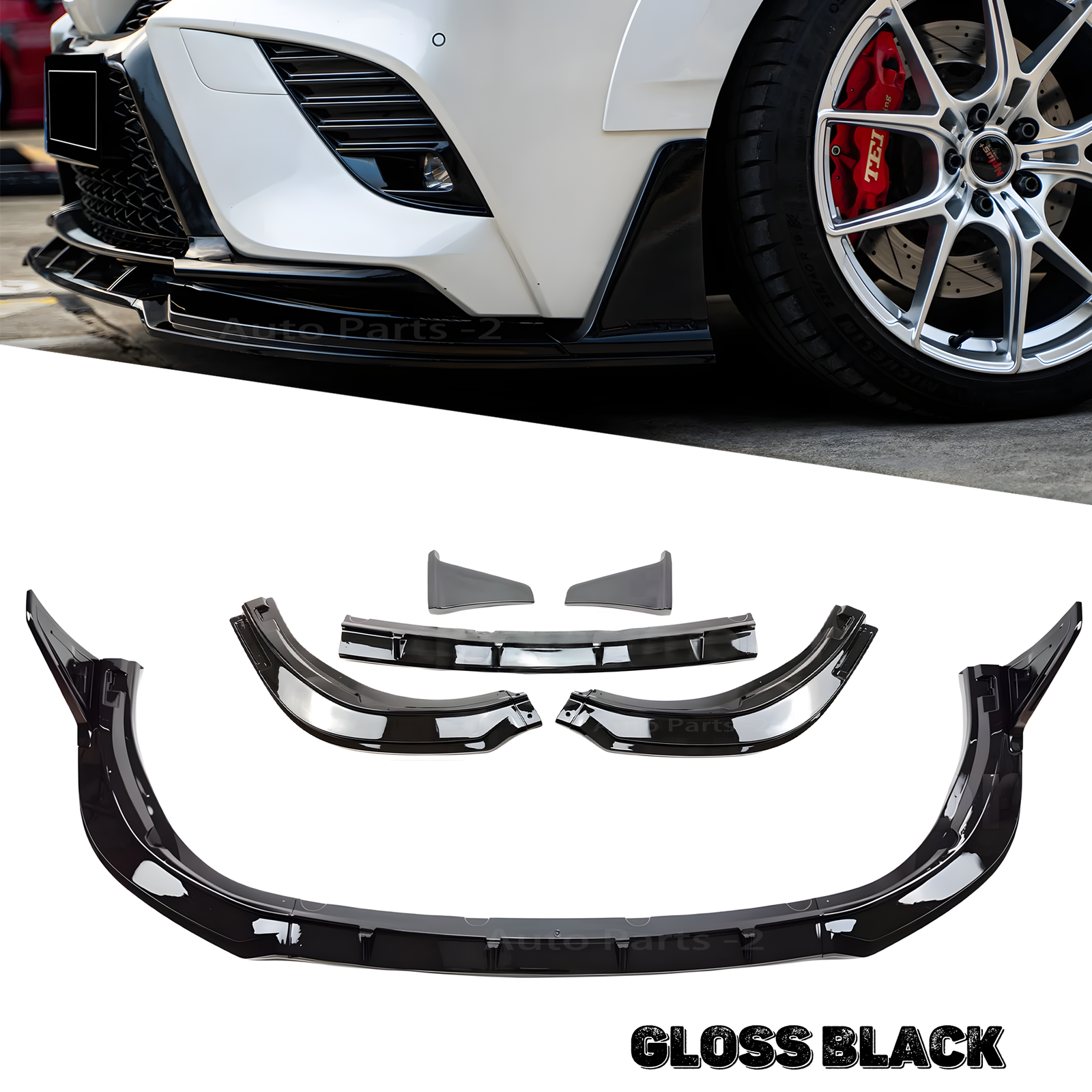 Gloss Black Front Bumper Lip Splitter Spoiler 5pc for Toyota Camry SE XSE 2018-2024