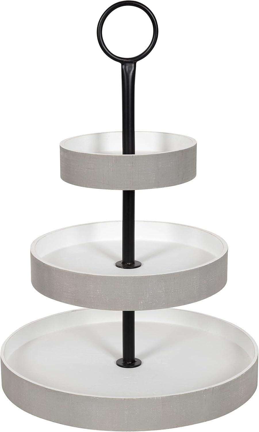 Woodmont Farmhouse Tiered Tray, 16 X 16 X 23, White and Gray, Decorative Distres