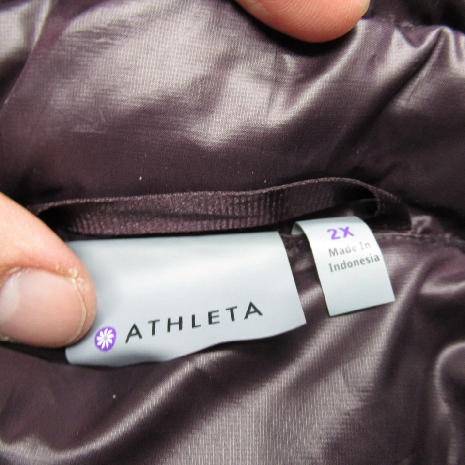 Athleta Jacket Womens 2X Purple 90% Down Thumbholes Quilted Puffer Full Zip - Image 4 of 4