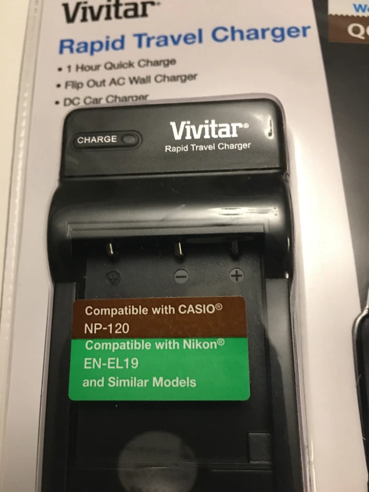 威达快速旅行充电器带车载充电器和欧盟适配器适用于数码相机 Batt — 第 2/4 张图片