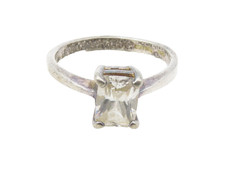 925 Sterling Silver Vintage Cubic Zirconia Smooth Solitaire Ring Sz 6 RG9605