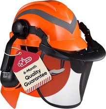 Safety Helmet - Forestry Hard Hat with Ear Muffs, Face Shield & Neck Shade