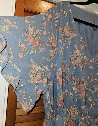 NWT 28/5X BloomChic Floral Mesh Overlay V-Neck Ruffle Sleeve Pocket Dress - Picture 3 of 11