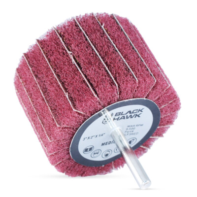 5 Pack - 3  x 2  x ¼  Mounted Interleaf Flap Wheels Red (Medium) Sand & Polish