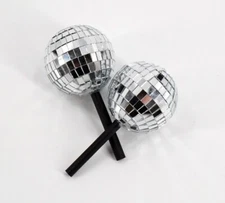 No Nuts Decorative Cymbal Topper - 2pk Mirror Disco Ball Cymbal Toppers (Silver)
