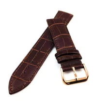 Brown Croco Leather Watch Band Strap Rose Gold Buckle 19mm 21mm 23mm #1072